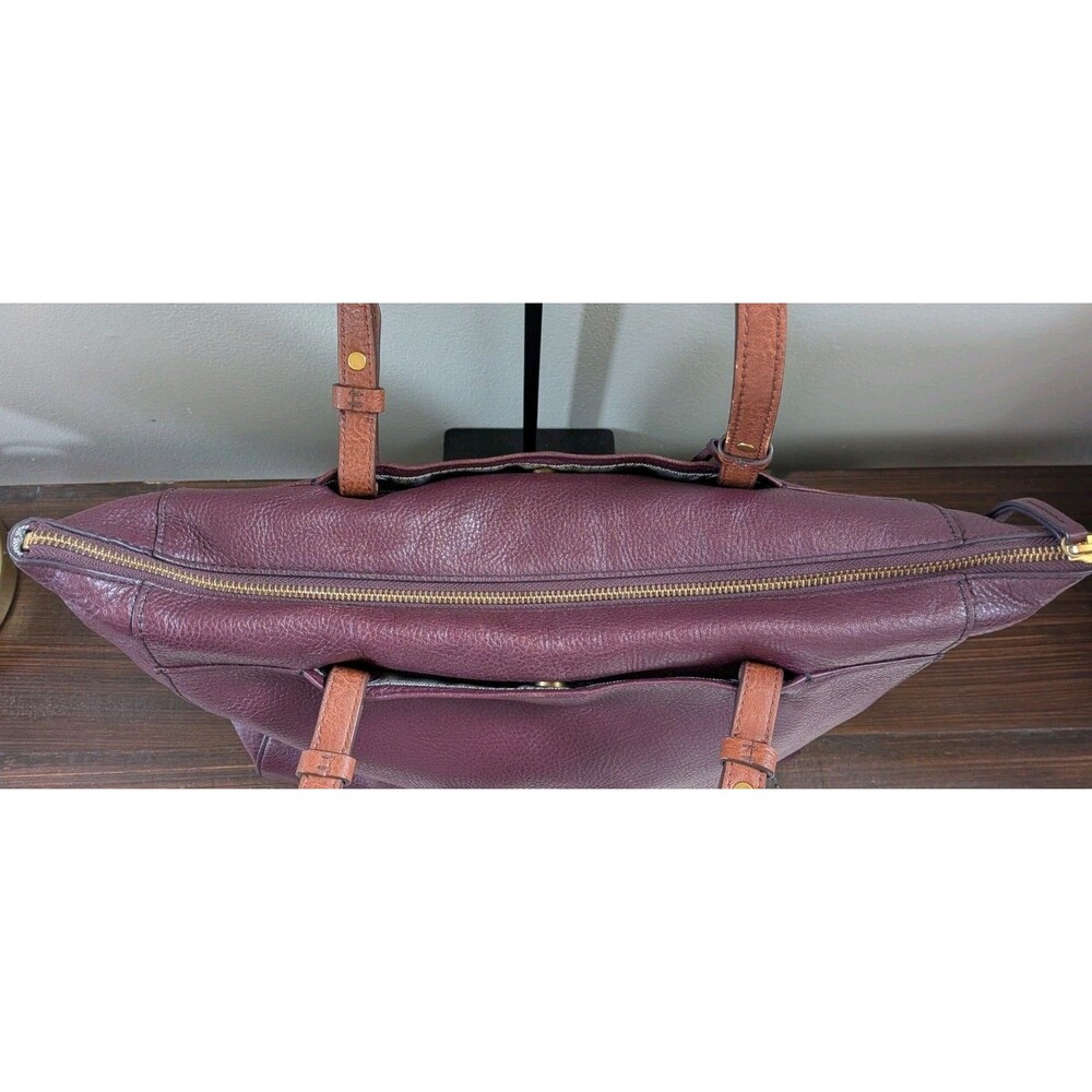 Fossil Rachael Leather Tote Fig Colored Shoulder Tote Bag - Picture 7 of 13